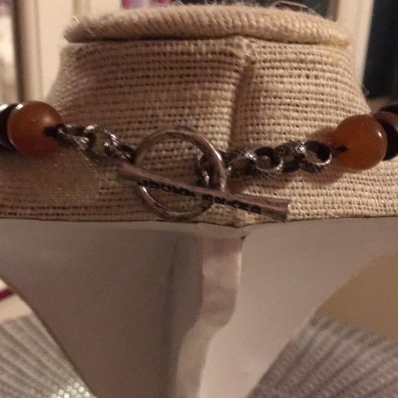 NWOT Lucky Brand Necklace Rust and Tan assorted beads Turquoise charm - Picture 4 of 4